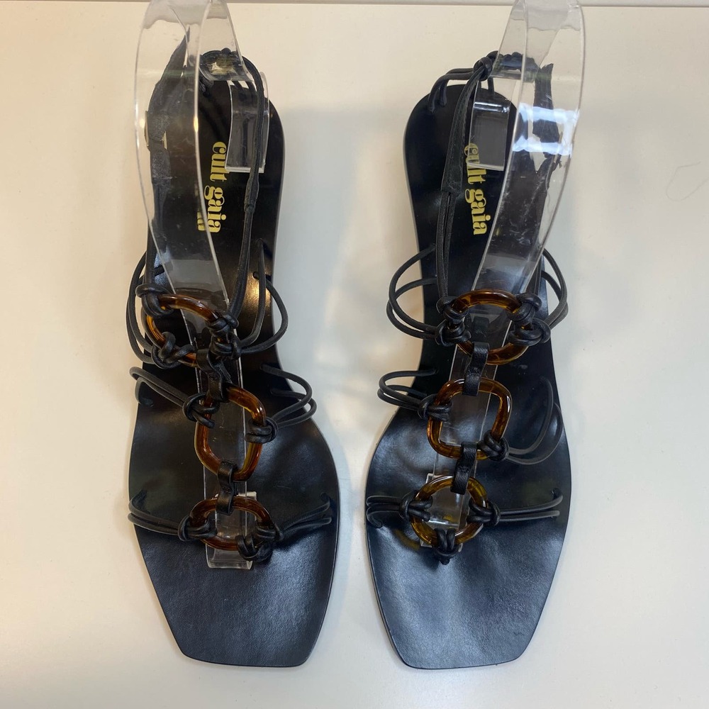 Cult Gaia Ziba Kitten Heel Sandals Heel Black 38 8 Tortoiseshell View 3